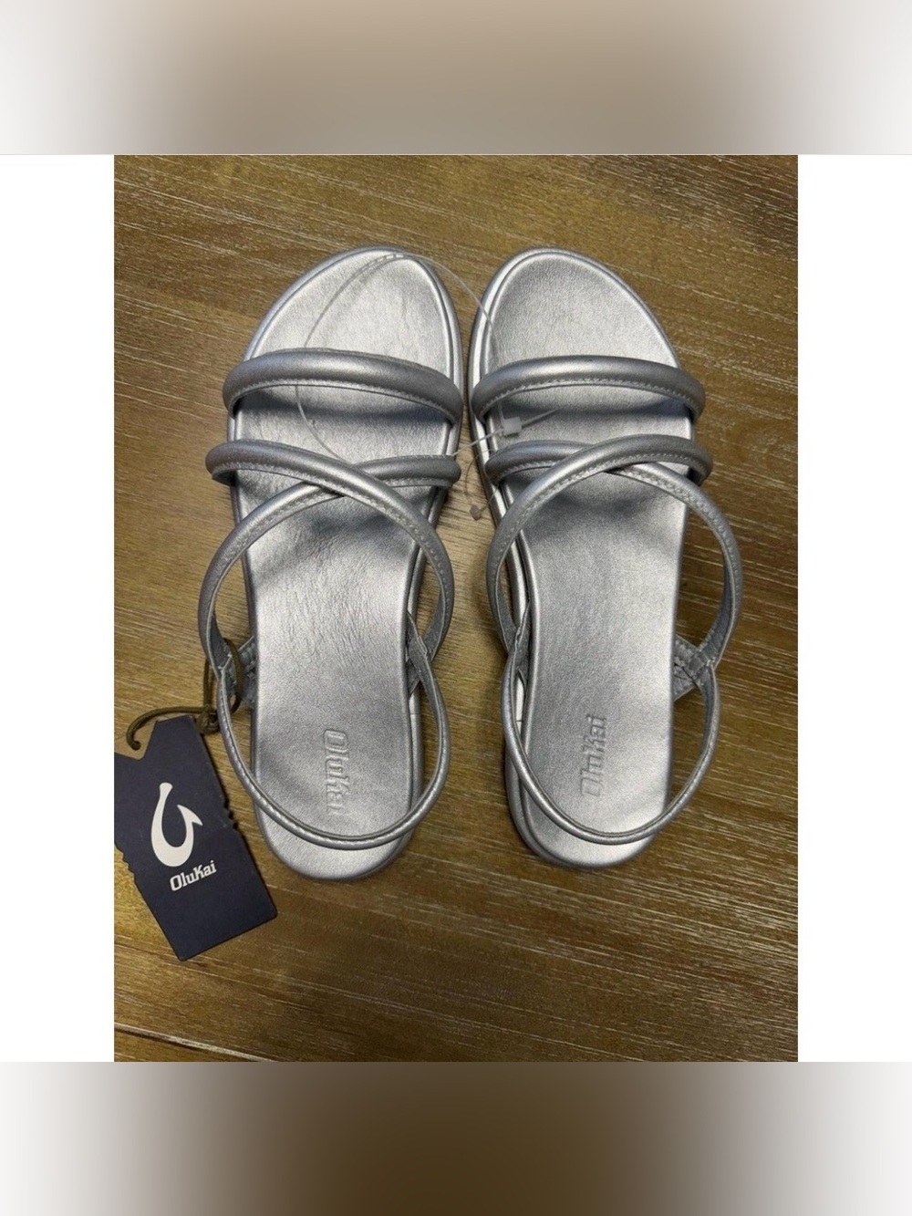 OluKai Metallic Silver Strappy Women's Sandals
